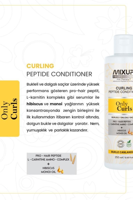 Mixup! Bukleli ve Dalgalı Saçlar için Pro-Hair Peptit,L-Karnitin,Amino Kompleks Krem 250 ML