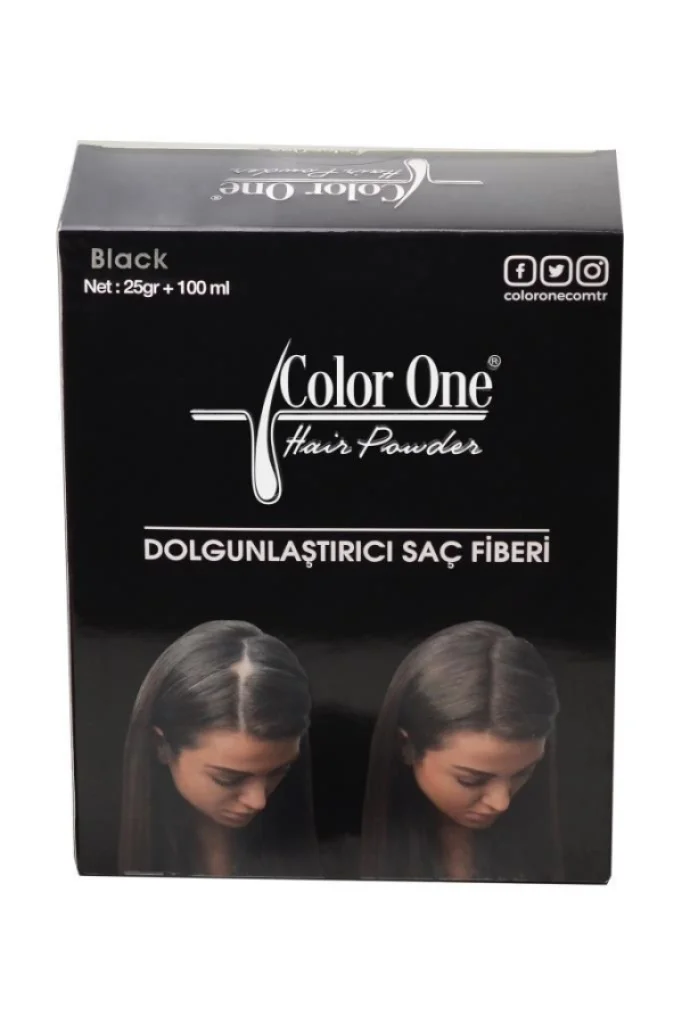 Color One Dolgunlaştırıcı Siyah Saç Fiberi Hair Powder Black 25 g +100 ml