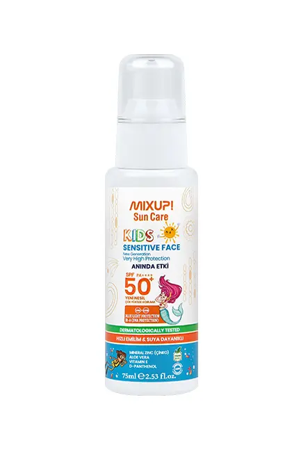 Mixup! Doğal İçerikli Vegan Sertifikalı SPF 50+ Çocuk Güneş Kremi (Aloe Vera-Mineral-Çinko İçerikli) 75 ml 