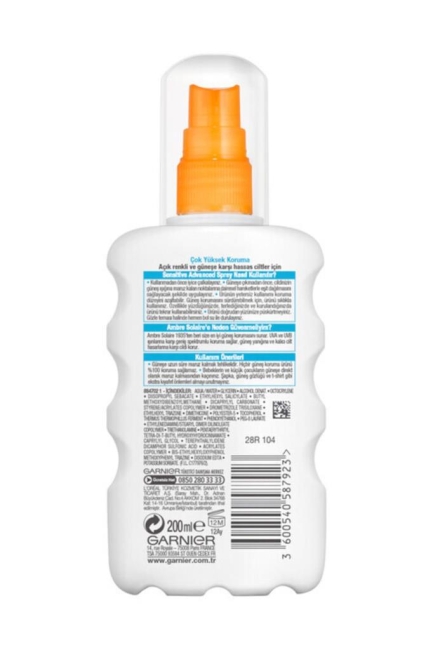 Garnier Ambre Solaire Sensitive Advanced Güneş Koruyucu Sprey GKF50+ 200ML