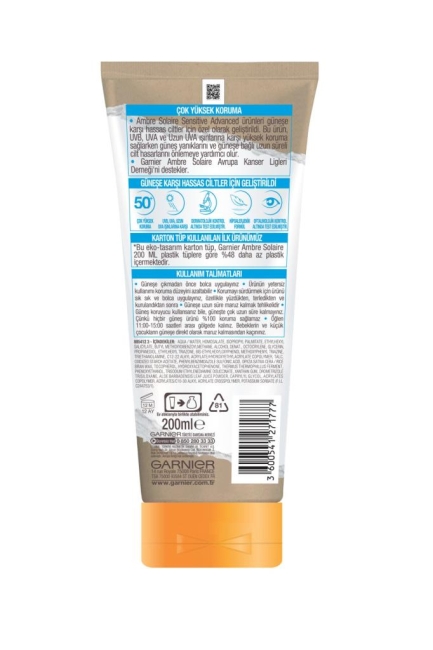 Garnier Ambre Solaire Sensitive Advanced Koruyucu Süt GKF50+ 