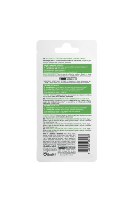 Garnier Arındırıcı Matcha Çay Maskesi 8 ml 3'lü Set 