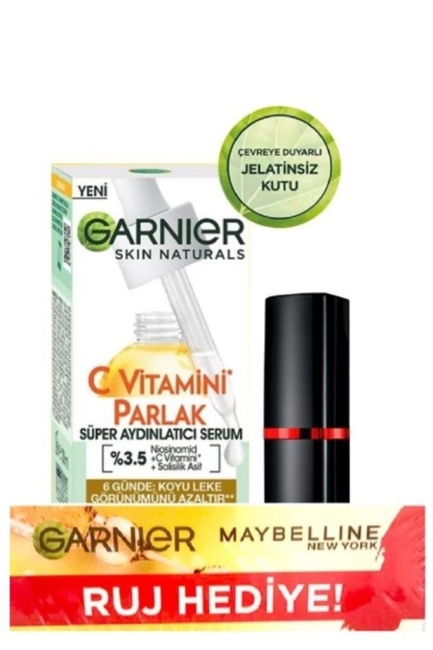 Garnier C Vitamini Parlak Süper Aydınlatıcı Serum 30ml + Maybelline New York Color Show 202 Ruj