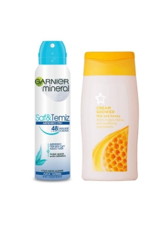 Garnier - Garnier Milk Duş Jeli Hediyeli Mineral Saf ve Temiz Sprey Deodorant