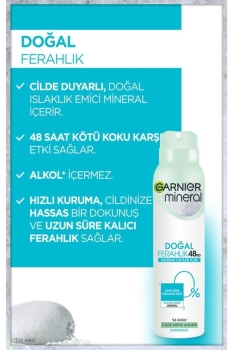 Garnier Mineral Doğal Ferahlık Hassas Ciltler İçin Sprey Deodarant 150 ml - Thumbnail