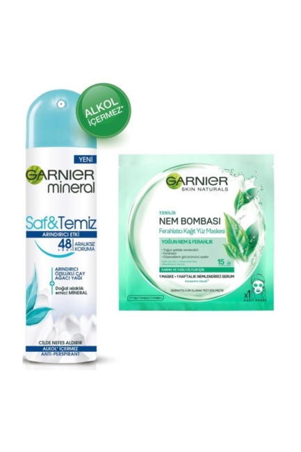 Garnier Mineral Saf Temiz Deodorant + Nem Bombası Maske Set