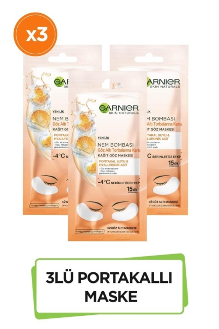 Garnier Nem Bombası Göz Altı Torbalarına Karşı Kağıt Göz Maskesi 3'lü Set