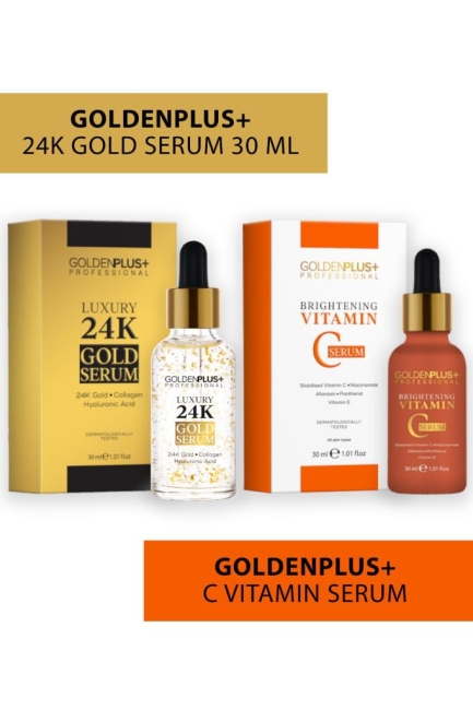 GoldenPlus 24k Gold Luxury Serum 30ml & C Vitamini Serum 30ml