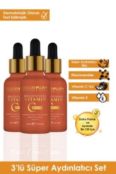 GoldenPlus Süper Aydınlatıcı Etkili C Vitamini Serumu %3 30ml 3'lü Set - Thumbnail