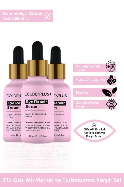 GoldenPlus Göz Altı Torbalanma Ve Morluk Karşıtı Göz Çevresi Aydınlatıcı Serum 30ml 3'lü Set