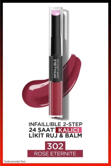 Infaillible 2-step 24 Saat Kalıcı Likit Ruj & Balm - 302 Rose Eternite