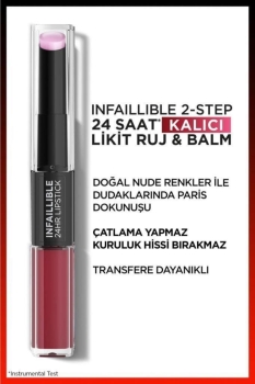 Infaillible 2-step 24 Saat Kalıcı Likit Ruj & Balm - 302 Rose Eternite - Thumbnail