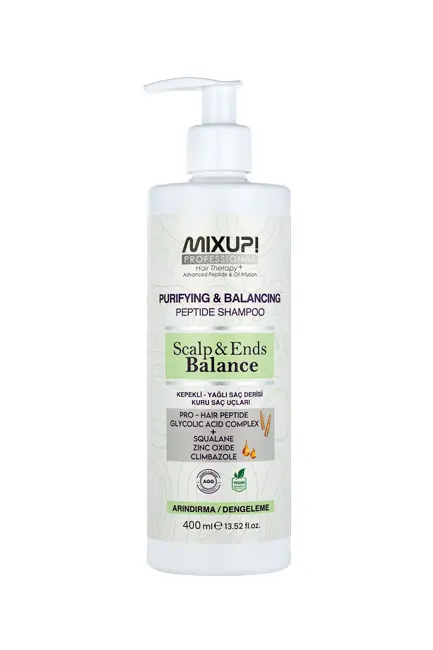 Mixup - Mixup! Kepekli ve Yağlı Saçlar için Sebum Dengeleyici ProHair Peptit,Glikolik Asit Kompleksi Şampuan 400 Ml