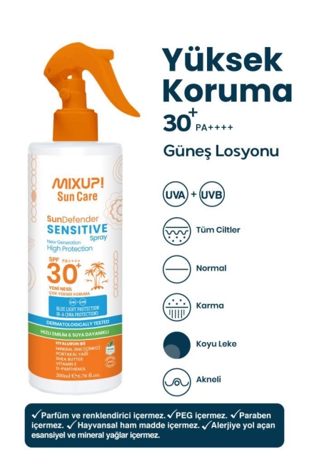 Leke Karşıtı Güneş Koruma Losyonu SPF 30+ Çinko ,Portakal Yağı ve Shea Butter İçerikli 200 ML