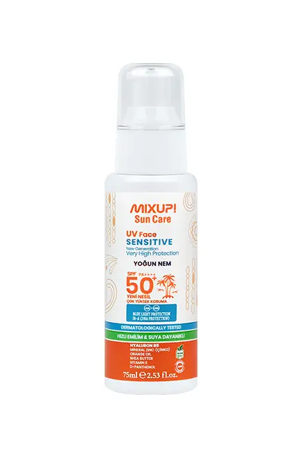 Mixup! Leke Karşıtı Güneş Kremi SPF50+ Hyaluronik Asit Miineral Çinko ve Portakal Yağı İçerikli 75 ML