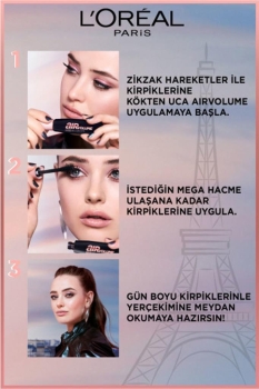 L'Oréal Paris Air Mega Volume Maskara - 30 Saate Kadar Kalıcı - Ekstra Siyah - Thumbnail