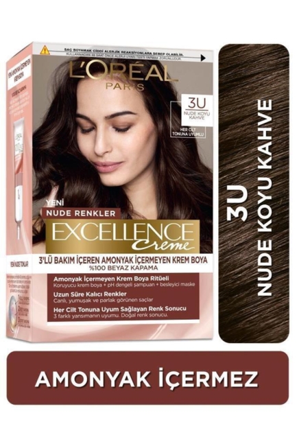 L’Oréal Paris Excellence Creme Nude Renkler Saç Boyası – 3U Nude Koyu Kahve