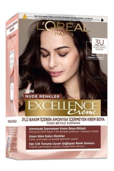 L’Oréal Paris Excellence Creme Nude Renkler Saç Boyası – 3U Nude Koyu Kahve - Thumbnail