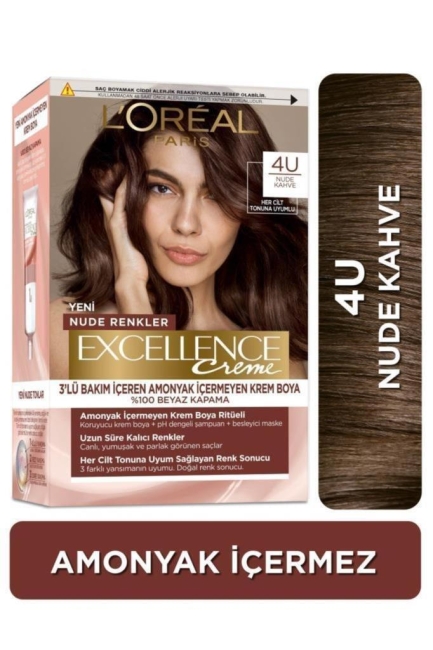 L’Oréal Paris Excellence Creme Nude Renkler Saç Boyası – 4U Nude Kahve