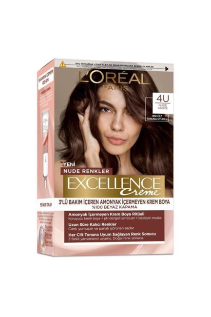 L’Oréal Paris Excellence Creme Nude Renkler Saç Boyası – 4U Nude Kahve