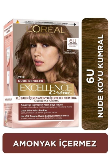 L’Oréal Paris Excellence Creme Nude Renkler Saç Boyası – 6U Nude Koyu Kumral