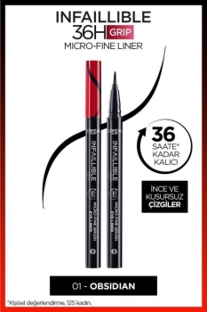 L'Oreal Paris - L'Oréal Paris Infaillible 36H Grip Micro Fine Eyeliner 01 Obsidian - Siyah