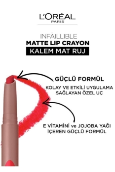 L'Oréal Paris Infaillible Matte Lip Crayon Kalem Mat Ruj - 102 Caramel Blondie - Thumbnail