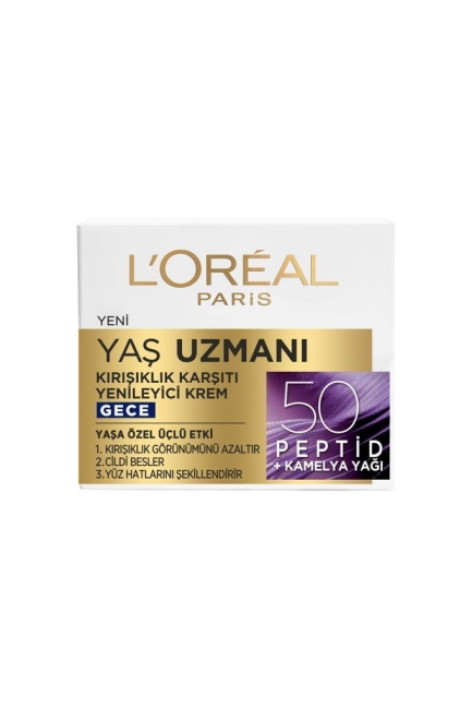 L'Oréal Paris Yaş Uzmanı 50+ Kırışıklık Karşıtı Yenileyici Gece Kremi 50ML