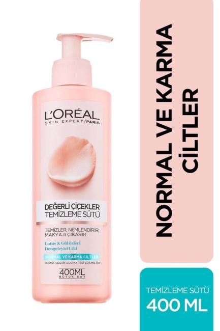 L'Oreal Paris Değerli Çiçekler Temizleme Sütü Normal ve Karma Ciltler 400ml