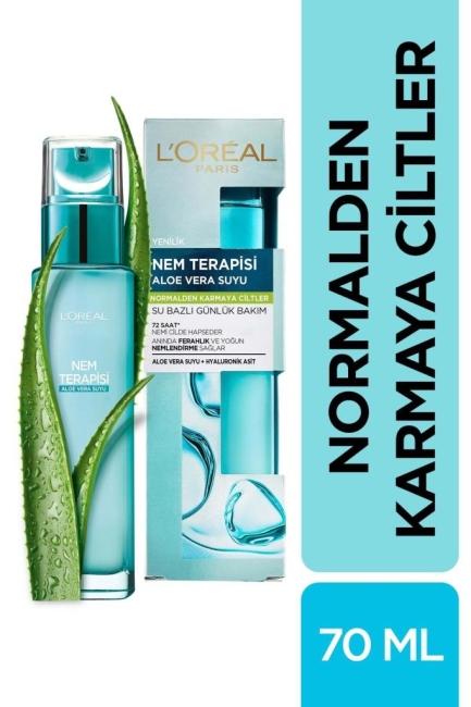 L'Oreal Paris Nem Terapisi Aloe Vera Suyu Normalden Karmaya Ciltler İçin 70 ml