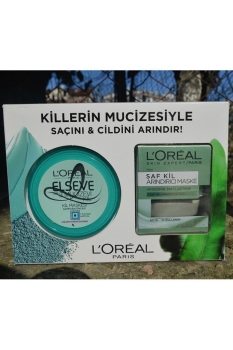 L'oreal Paris Saf Kil Arındırıcı Maske ve Elseve 3 Mucizevi Şampuan Öncesi Kil Maskesi 150 m. - Thumbnail