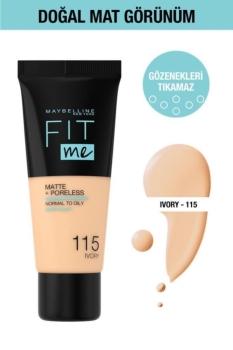 Maybelline New York Fit Me Matte+Poreless Fondöten - 115 Ivory - Thumbnail