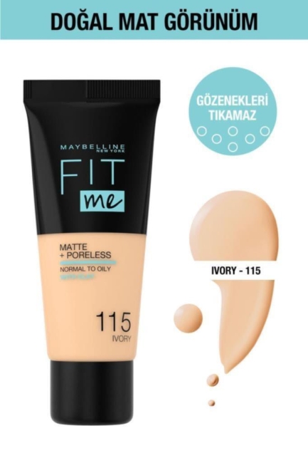 Maybelline New York Fit Me Matte+Poreless Fondöten - 115 Ivory