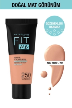 Maybelline New York Fit Me Matte+Poreless Fondöten - 250 Sun Beige - Thumbnail