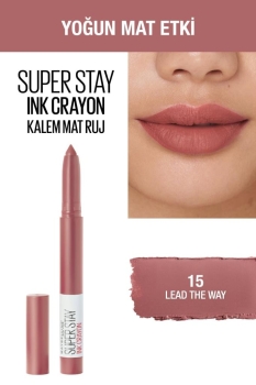 Maybelline New York Super Stay Ink Crayon Kalem Mat Ruj - 15 Lead the Way - Thumbnail