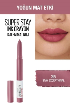 Maybelline New York Super Stay Ink Crayon Kalem Mat Ruj - 25 Stay Exceptional - Thumbnail