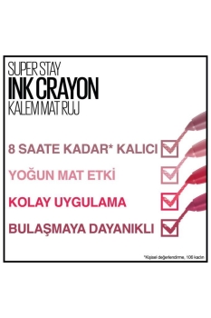 Maybelline New York Super Stay Ink Crayon Kalem Mat Ruj - 85 Change is Good - Thumbnail