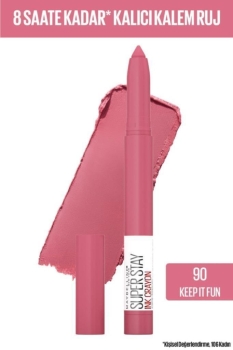 Maybelline New York Super Stay Ink Crayon Kalem Mat Ruj - 90 Keep it fun - Thumbnail