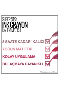 Maybelline New York Super Stay Ink Crayon Kalem Mat Ruj - 90 Keep it fun - Thumbnail