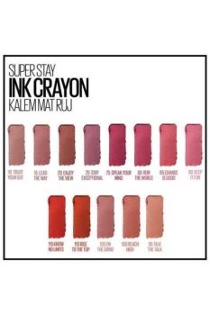 Maybelline New York Super Stay Ink Crayon Kalem Mat Ruj- Spiced Up - 100 Reach High - Thumbnail