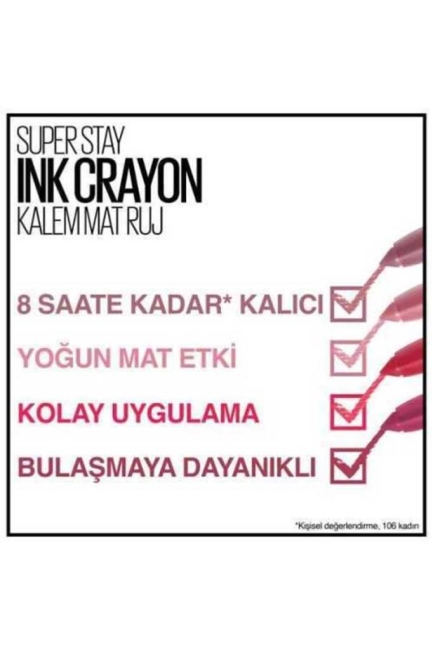 Maybelline New York Super Stay Ink Crayon Kalem Mat Ruj- Spiced Up - 100 Reach High