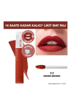 Maybelline New York Super Stay Matte Ink City Likit Mat Ruj - 117 Ground-Breaker - Kahverengi - Thumbnail