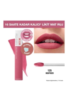 Maybelline New York Super Stay Matte Ink Likit Mat Ruj - 125 Inspirer - Pembe - Thumbnail