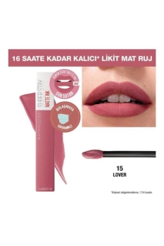 Maybelline New York Super Stay Matte Ink Likit Mat Ruj - 15 Lover - Pembe - Thumbnail