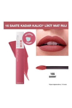 Maybelline New York Super Stay Matte Ink Likit Mat Ruj - 155 Savant - Nude/Pembe - Thumbnail