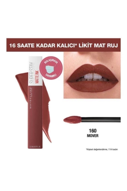 Maybelline New York Super Stay Matte Ink Likit Mat Ruj - 160 Mover - Kahverengi