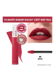 Maybelline New York - Maybelline New York Super Stay Matte Ink Likit Mat Ruj - 80 Ruler - Kırmızı/Pembe