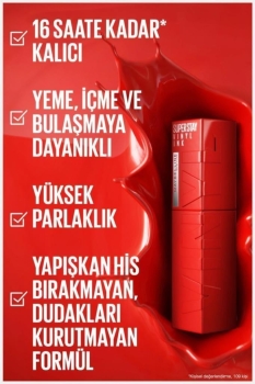 Maybelline New York Super Stay Vinyl Ink Uzun Süre Kalıcı Likit Parlak Ruj 10 Lippy - Thumbnail