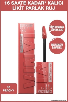 Maybelline New York - Maybelline New York Super Stay Vinyl Ink Uzun Süre Kalıcı Likit Parlak Ruj 15 Peachy