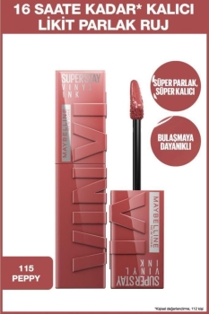 Maybelline New York - Super Stay Vinyl Ink Uzun Süre Kalıcı Likit Parlak Ruj 115 Peppy